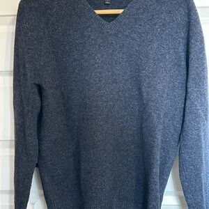 J. Crew Men's Heathered Navy V-Neck Sweater